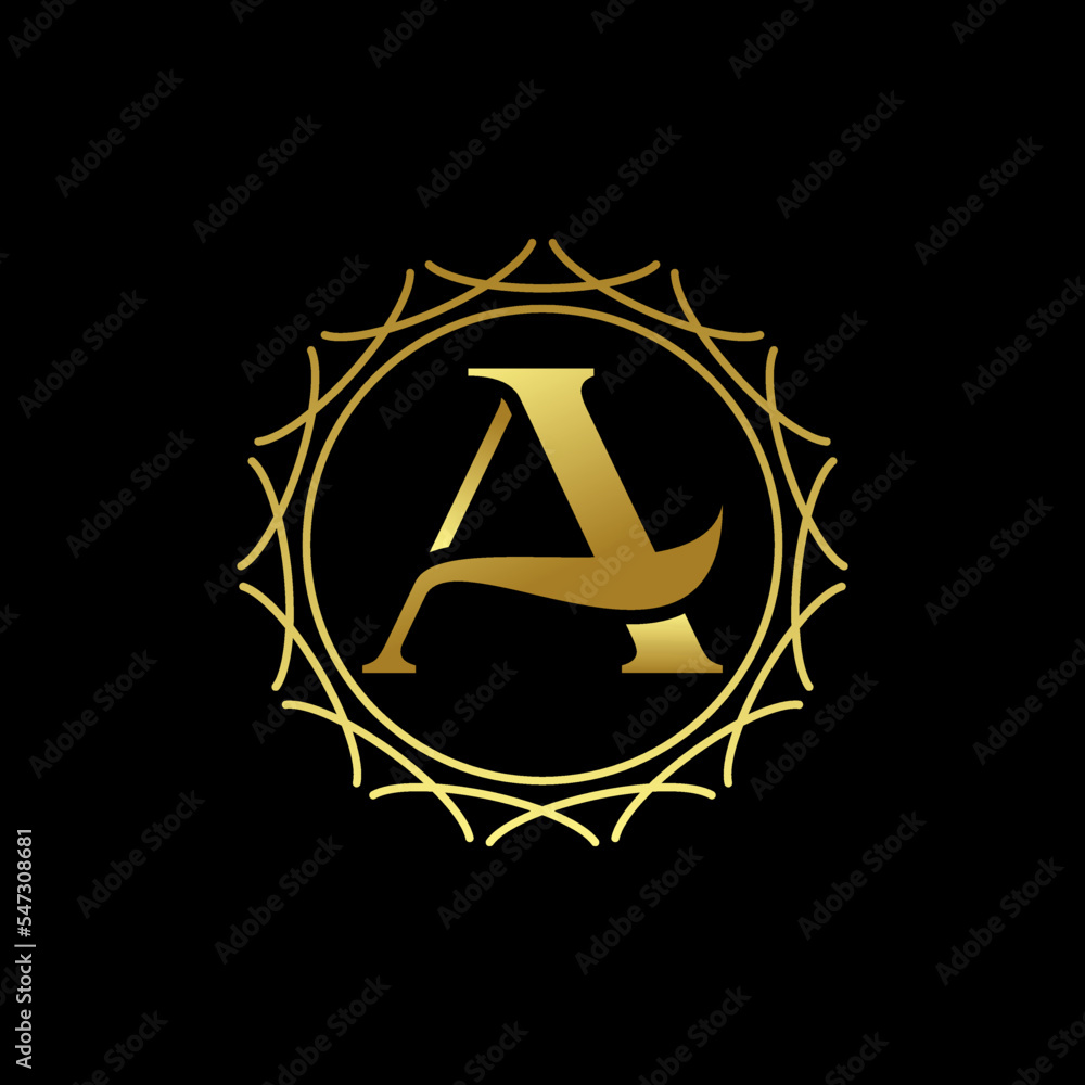 Poster simple and unique letter or word a serif beauty art font with motif around template image graphic ic