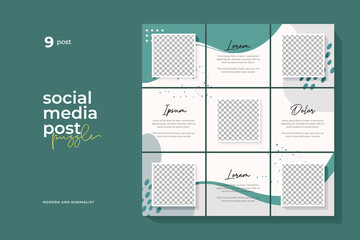 Social media post puzzle template for business promotion with an abstract background and equipped with beautiful pastel colors, suitable for fashion etc