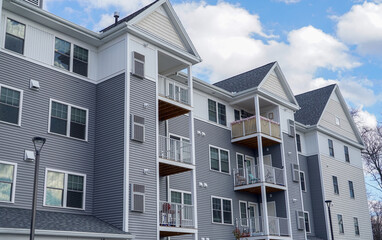 close up on modern rental apartment buildings