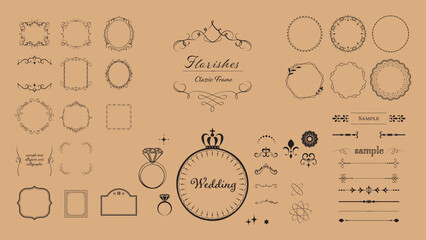 エレガントで上品な飾り枠フレームイラスト素材02/ヨーロピアンウェディング