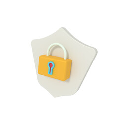 protection shield padlock 3D Illustration
