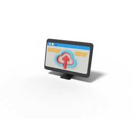 3d illustration of website upload in computer