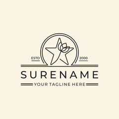 Star flower logo design vintage illustration custom logo design vector