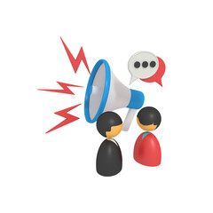 3d illustration of communication two profile with speaker