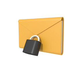 lock the envelope with a padlock 3D Illustration