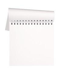 Blank notepad paper spiral note pad page folded open isolated transparent background photo PNG file