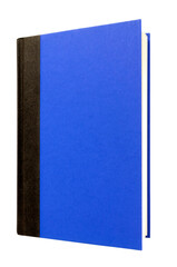 Blue school college book cover hardback front standing upright vertical isolated transparent background photo PNG file