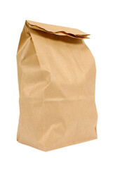 Packed school lunch or groceries brown paper bag full isolated transparent background photo PNG file