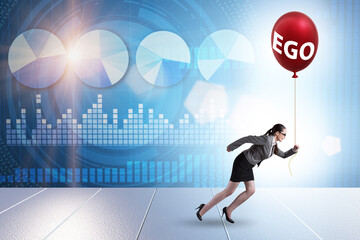 Businesswoman in excessive ego concept