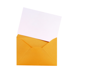 Manila gold brown envelope with blank letter note post card isolated transparent background photo PNG file