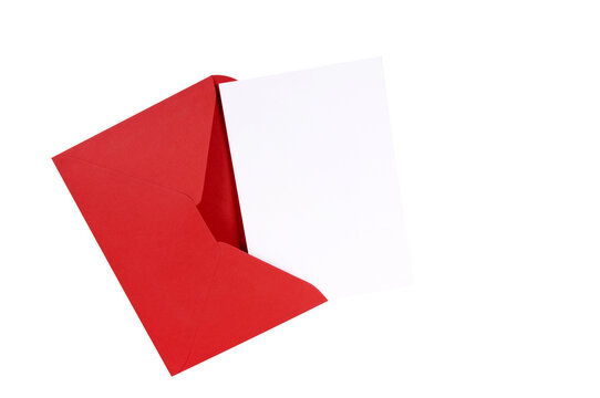 Red envelope with blank post message invite greeting card isolated transparent background photo PNG file