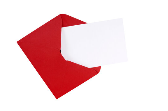Red envelope with blank greeting or valentine card isolated transparent background photo PNG file