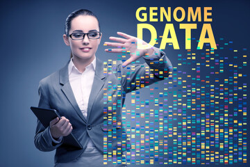 Businesswoman in genome data concept
