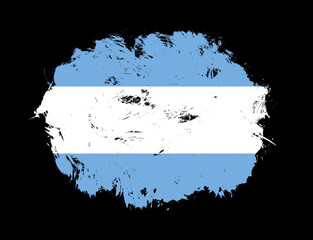 Argentina flag painted on black stroke brush background