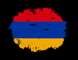 Fototapeta premium Armenia flag painted on black stroke brush background