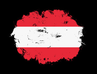 Austria flag painted on black stroke brush background