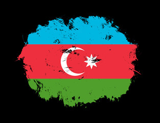 Azerbaijan flag painted on black stroke brush background