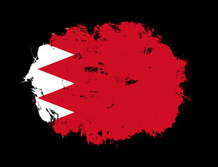 Bahrain flag painted on black stroke brush background