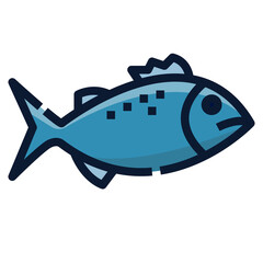 Chromis fish icon, filled outline style. Isolate on transparency background