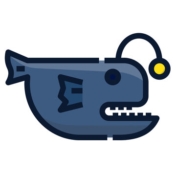 recommend clip art: Angler fish icon, filled outline style. Isolate on transparency background