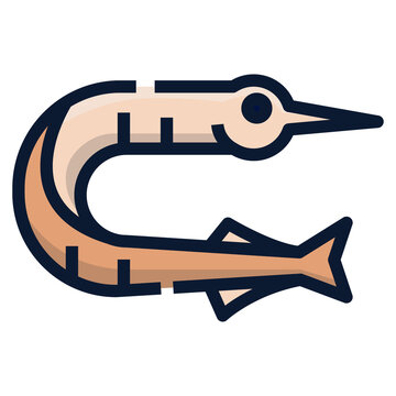recommend clip art: Garfish, needle fish icon, filled outline style. Isolate on transparency background