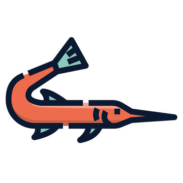 recommend clip art: Garfish, needle fish icon, filled outline style. Isolate on transparency background