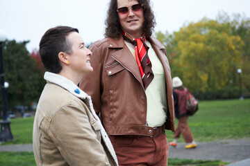 Fototapeta premium transgender nonbinary friends in the park