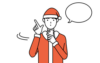 スマホを操作するサンタクロース姿の男性