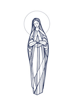 Hand drawn illustration of the Virgin Mary.
