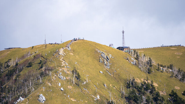 The scenery of Mt. Tsurugi seen from a mountain called Jiro Gyu in Japan seen on the way to climb