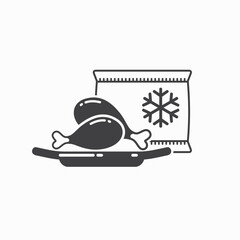 frozen food illustration, chicken meat, vector art.