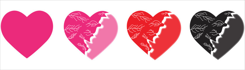 set icon broken heart. style your symbol or app, vector illustration