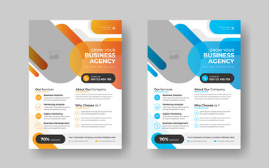 Modern vector flyer template in A4 size, Corporate business flyer, Corporate brochure cover design, Poster layout design for your agency, Corporate vector Flyer design with Abstract Colorful Shapes.