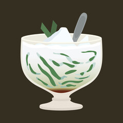 sweet dessert drink food glass cream ice chocolate milk vector illustration cold vanilla fresh delicious cocktail