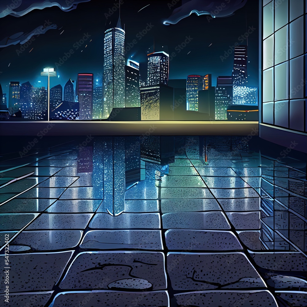 Canvas Prints empty concrete floor and cityscape at night