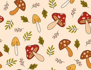 Cute Mushroom seamless pattern
