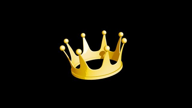Alpha channel and loop ready file - Angled cartoonish golden crown rotate animation