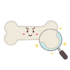 拡大鏡で見る強い骨のキャラクター