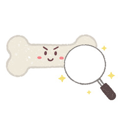 拡大鏡で見る骨のかわいいキャラクター