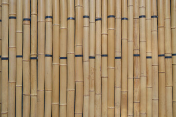 Wooden structure, the wall is assembled from processed bamboo logs