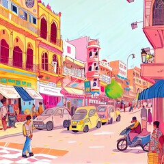 Jaipur, Rajasthan, India. September 14, 2020. City life through the streets of Jaipur during the Covid 19 outbreak. Jaipur is the capital of the Indian state of Rajasthan, India.