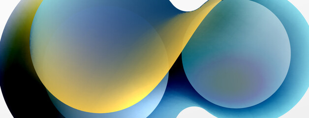 Fluid abstract background, round shapes and circle flowing design for wallpaper, banner, background or landing