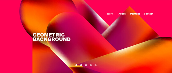 Landing page background template. Colorful plastic round shapes abstract composition. Vector illustration for wallpaper, banner, background