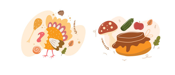 Thanksgiving concept with flat design resources and background