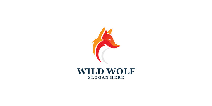 Vector wolf illustration gradient logo