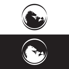 Horse care animal logo design 