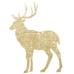 christmas gold deer silhouette ,christmas gold reindeer isolated