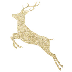 christmas gold deer silhouette ,christmas gold reindeer isolated © peacefy