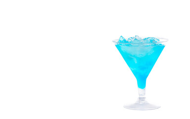 Blue cocktail  in martini glass isolated on white background.Ideal as advertised,brochures and banner etc.,