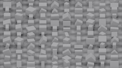Grey cubes geometric graphics - randomize concept - abstract 3D illustration